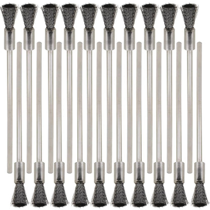 20PCS Wire Brushes with Extended Handle - Metal Rust Removal, Polishing, Cleaning - 6mm Diameter, 3mm Shaft, 100mm Length - Removes Burrs, Dust, and Oxide Layer - Handles Rough Surfaces