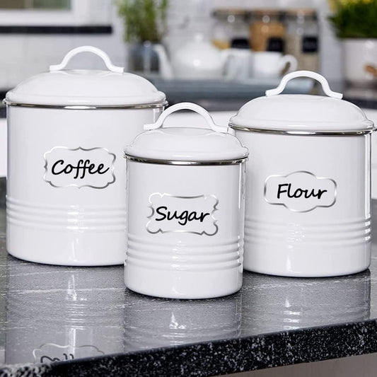 Kitchen Pantry Food Containers Clear Labels with Silver Border, 138 Waterproof Removable Write-on Sticker Labels Tags to Organize Spice Jars Condiment Flour Sugar Canisters Storage Bins,Free 2 Markers