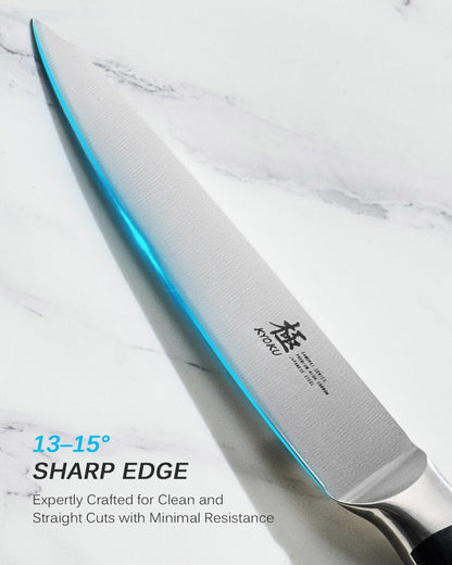 KYOKU 5" Kitchen Utility Knife, Samurai Series Chef Knife with Pakkawood Handle & Mosaic Pin, Japanese High Carbon Steel Knife, Full Tang Kitchen Knife for Vegetable Fruit Herb with Sheath and Case