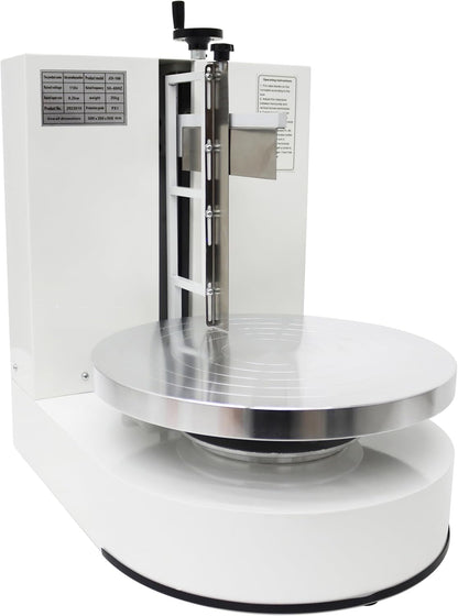 TECHTONGDA Cake Cream Spreading Frosting Icing Turntable Automatic Coating Machine with Graduated Scraper 60-320RPM Rotating Speed for 6-14inch Cakes White