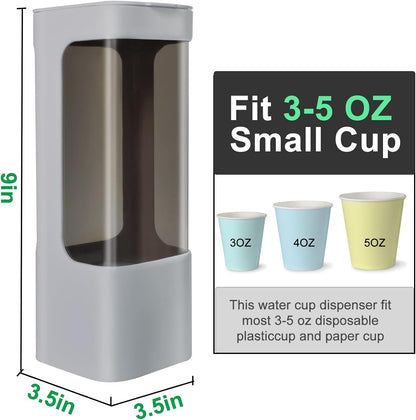 Cup Dispenser, Wall Mounted Water Cooler Cup Dispenser for 3oz-5oz Disposable Cups, Bathroom Cup Holder, Plastic Paper Cup Holder with Adhesive/Screw Mount for Office, Hospital, Bathroom