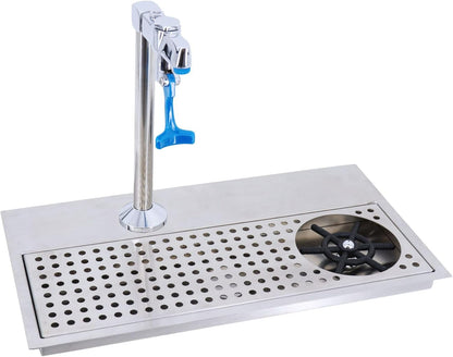 Pitcher Rinser, Stainless Steel Recessed Countertop Cup Washer with Glass Filler Faucet and Drain pan for Home Bar cafe shop (rinser calibre 114MM)
