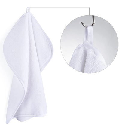 POLYTE Premium Lint Free Microfiber Washcloth Face Towel, 13 x 13 in, Set of 6 (White)