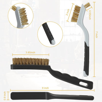 Wire Brushes Cleaning Set 6Pc, 9" and 7", Wire Brushes for Cleaning Welding Slag, Rust and Dust. Includes Brass, Nylon, Stainless Steel Brushes with Strong Handle
