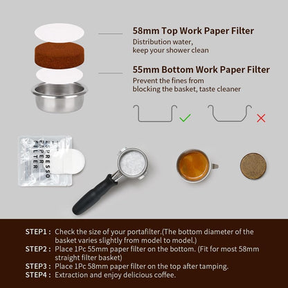 watchget 58mm Espresso Paper Filters - 1000 Disposable Filter Papers for Coffee Puck Screen and Portafilter, Compatible with 58mm Espresso Coffee Maker Baskets