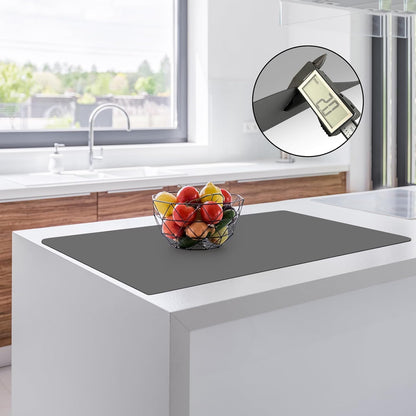 2MM Thick Silicone Countertop Mat, 35.4"x 23.6" Silicone Mats for Kitchen Counter, Nonslip Heat Resistant Mat, Large Kitchen Counter Mats, Waterproof Countertop Protector, Dark Gray