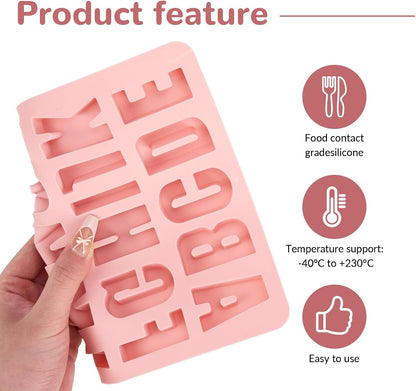 1 Pcs 26 Cavities Silicone Alphabet Chocolate Molds, Letter Molds for Chocolate, Candy, Cake, Biscuit, Large Depth, Easy Release and Clean