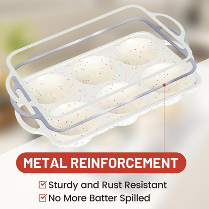 Large Muffin Pan, Metal Reinforced Frame 3.5 Inch Jumbo Silicone Muffin Pan Nonstick 6 Cups for Baking Jumbo Muffin, Frittatas, Jumbo Cupcakes 2 Pack Confetti