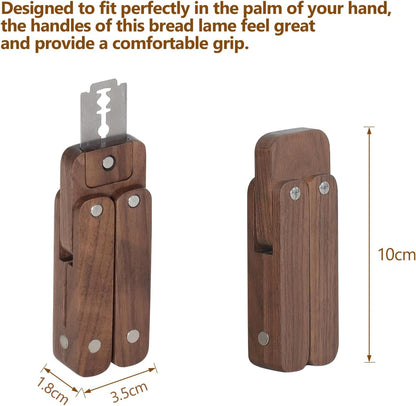 JSVER Bread Scoring Tool Professional Sourdough Scoring Tool, Magnetic Bread Lame Dough Scoring Tool, Wooden Handle Lame Bread Tool With 5Pcs Replaceable Blades For Homemade Bread