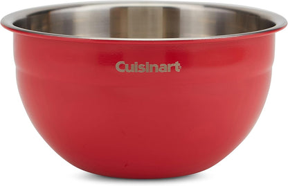 Cuisinart CTG-00-SMB Stainless Steel Mixing Bowls with Lids, Set of 3, Red