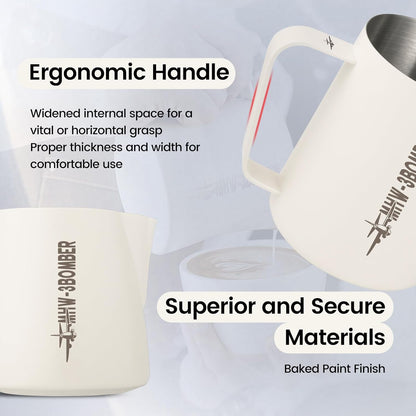 MHW-3BOMBER Espresso Steaming Pitcher Milk Frothing Pitcher Stainless Steel Milk Coffee Cappuccino Latte Art Barista Cup 20oz/600ml P5021W