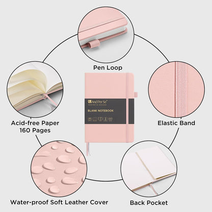 &And Per Se Blank Journal Notebook, 160 Pages, 5.7 x 8 inches College Ruled Thick Paper Notebook Journals for Writing, Hardcover Notebook(1 Pack, pink)