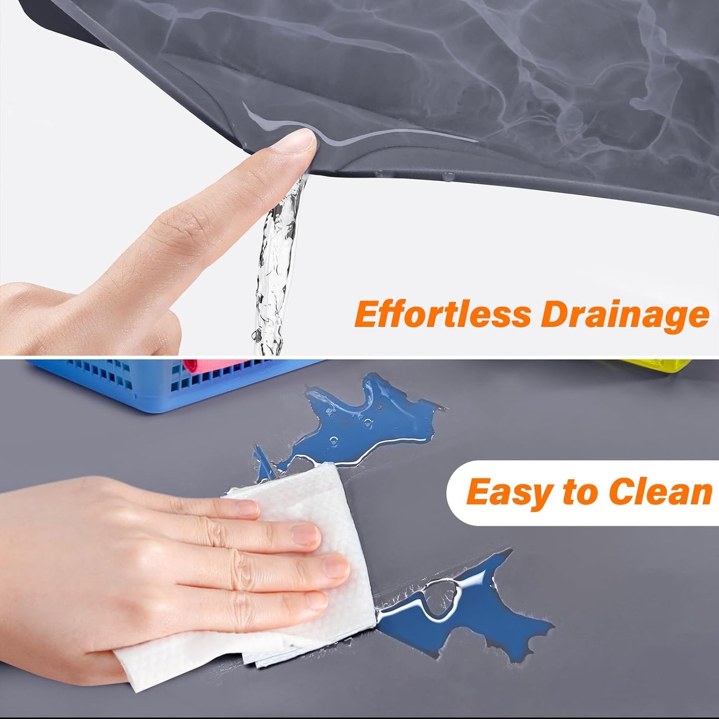 FLATO Waterproof Under Sink Mat 25" x 19" Shelf Liner for Kitchen and Bathroom, Cabinet Protector, Organizers and Storage, Flexible Silicone Drip Tray