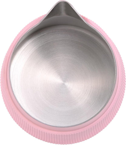 Normcore Handleless Milk Frothing Jug, Milk Pitcher 15.2 oz, Milk Frother Steamer Cup Stainless Steel Espresso Cup, Round Spout, Pink, 450 ml