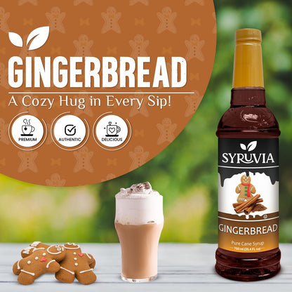 Syruvia Gingerbread Syrup for Coffee 25.4 fl Ounces Gingerbread syrup for Cocktails