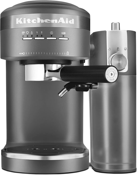KitchenAid Semi-Automatic Espresso Machine and Automatic Milk Frother Attachment - KES6404, Charcoal Grey
