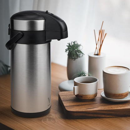 VONDIOR Airpot Coffee Dispenser with Pump - 176 oz Insulated Stainless Steel Coffee Carafe - Thermal Beverage Dispenser - Coffee Urn for Hot/Cold Water, Party Chocolate Drinks