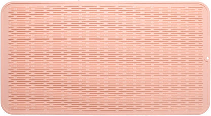Silicone Dish Drying Mat for Multiple Usage,Easy clean,Eco-friendly,Heat-resistant Silicone Mat for Kitchen Counter or Sink,Refrigerator or Drawer Liner Pink 4XL 32 inches x 18 inches