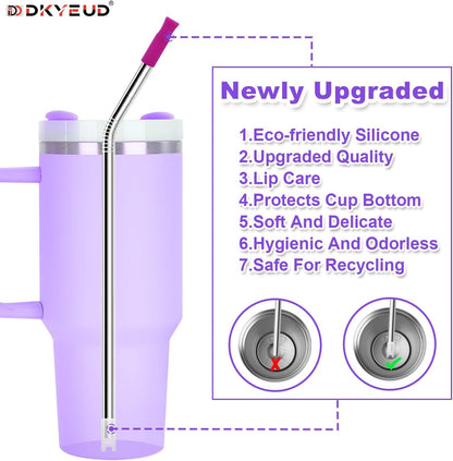 Newly Upgraded 10.5In Bent Metal Straws Reusable Set 6 PCS with 12 Silicone Accessories, 2 Straw Brush, 1 Storage Case, BPA Free, Eco-Friendly Stainless Steel Straws for 14, 20, 30,40 oz Tumbler