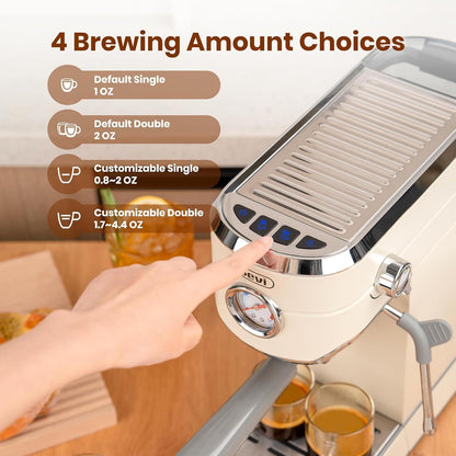 Gevi 20 Bar Espresso Coffee Machine with Burr Grinder Set | 35 Precise Grind Settings | Milk Frother for Latte Cappuccino | Professional Home Barista Kit | Gift for Coffee Lovers