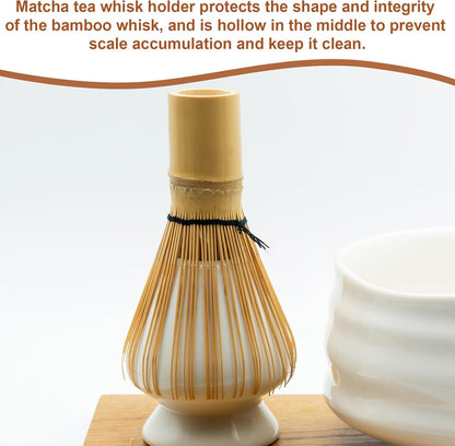 HARFINGTON Ceramic Chasen Stand 65mm Matcha Whisk Holder Teas Set Whisks Stand Traditional Matcha Tea Chasen Holder Tea Set Accessories for Tea Tasting, Gray White