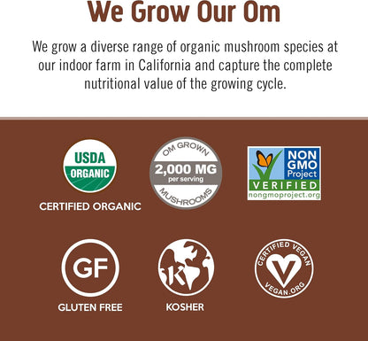 OM MUSHROOM SUPERFOOD Coffee Blend Mushroom Powder, 6.24 Ounce Canister, 30 Servings, Organic Arabica Beans, Lion's Mane, Cordyceps, Turkey Tail, Ginkgo Biloba, Supports Energy and Focus