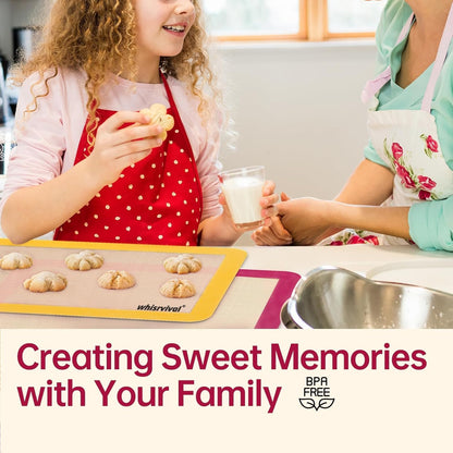 Silicone Baking Mat, 2 colors Half Sheet(16.5"x11.6") Non-Stick Baking Mat, Food Safe Silicone Mats for Baking Cookies, Macarons, Vegetables, 480℉ Heat Resistant (Deep Raspberry & Amber)