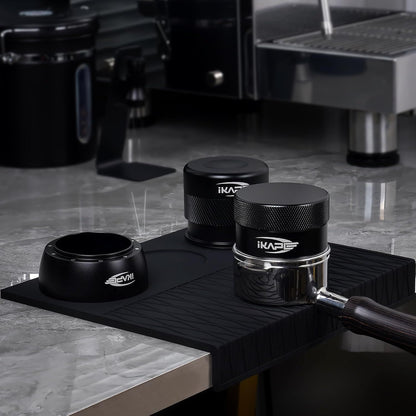 IKAPE Espresso Tamping Mat, Food Grade Silicone Coffee Tamper Mat, Portafilter Tamp Mat Espresso Accessory For Baristas, Waterproof Heat Resistant Tamping Pad Mat for Counter