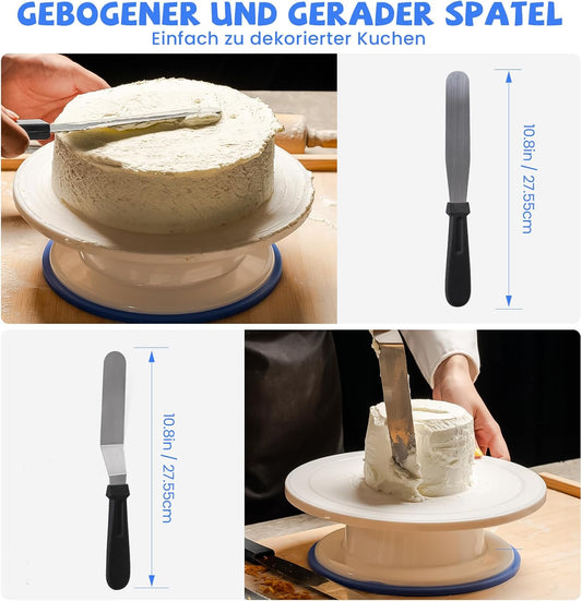 Uten 60PCs Cake Decorating Supplies Kit, Cake Decorating Stand Set with 11'' Cake Turntable, 48 Numbered Icing Piping Tips, 2 Spatulas, 3 Icing Comb Scraper, 1 Scissor, 1 Piping Bags, Baking Tools