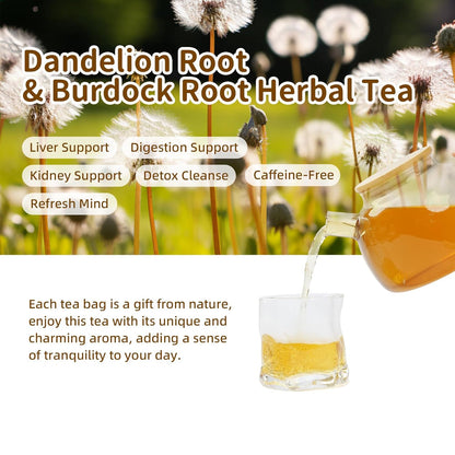 HANFANGLING Roasted Dandelion Burdock Root Herbal Tea-Detoxifying,Supports Gentle Liver/Kidney/Intestinal Caffeine-Free Coffee Alternative Detoxification,20 Count,(5.64oz 160g)