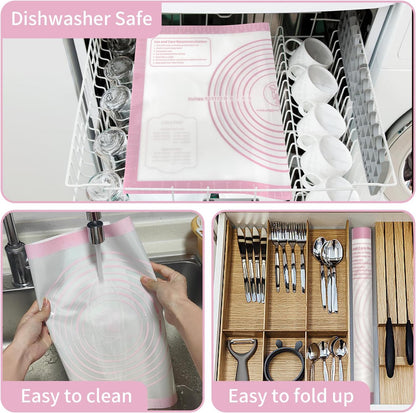 Non-stick Pastry Mat Extra Large with Measurements, Silicone Baking Mat, Kitchen Counter Mat, Dough Rolling Mat, Oven Liner, Fondant Mat, Pie Crust Mat Silicone Bread Mat