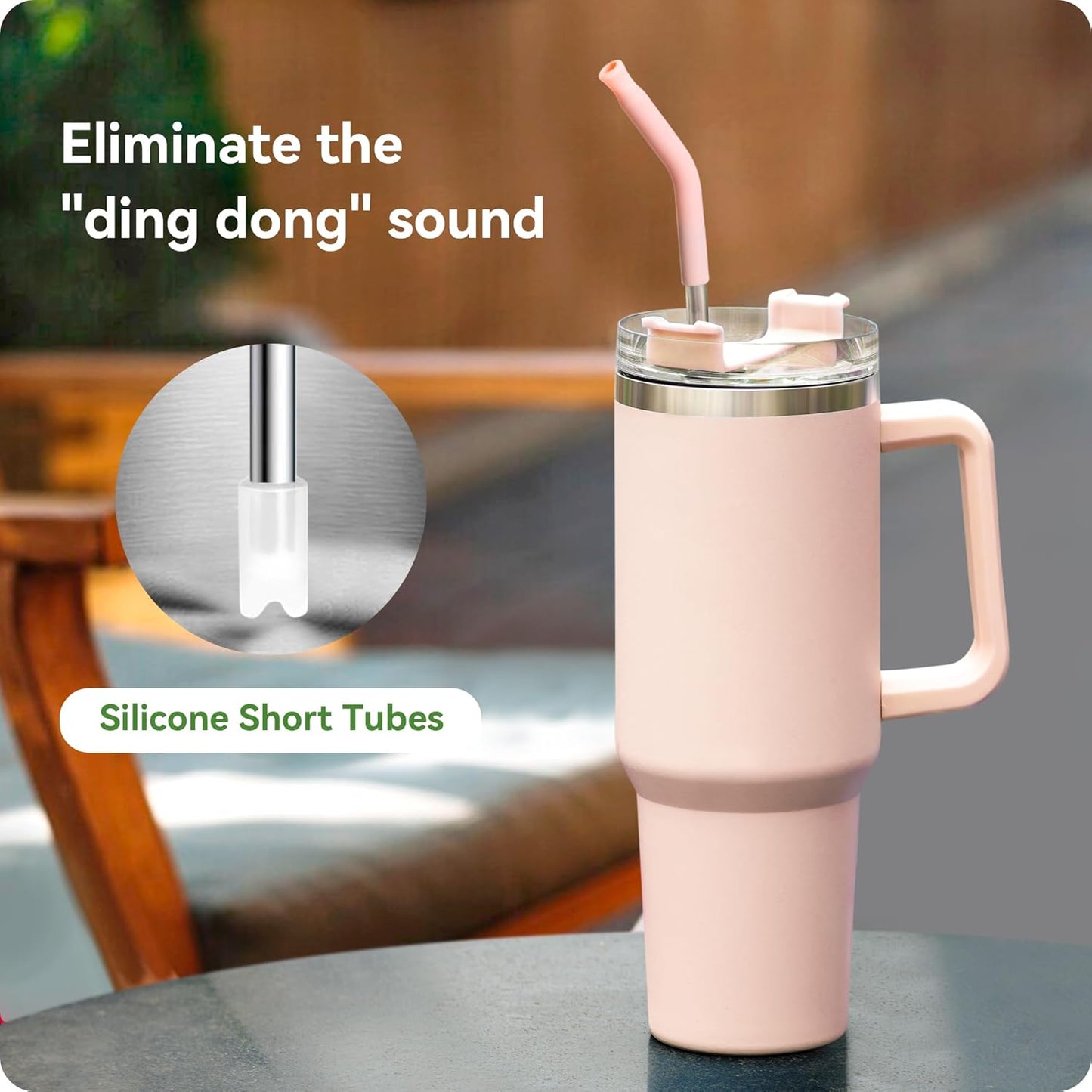 Snowfall Metal Straw for Stanley 40 OZ Cup, Long Reusable Stainless Steel Drinking Straws with Silicone Tip for Simple Modern 40 OZTumbler (Apple Green)