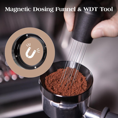 7 PCS 58mm Espresso Accessories Kit: Espresso Tamper, Coffee Distributor, Puck Screen, Dosing Funnel and WDT Tool Espresso Machine Accessories, Gifts for Coffee Lovers