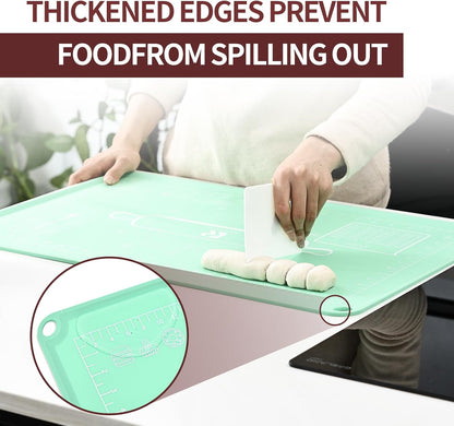 Silicone Baking Mat 20"L x 28"W, Extra Thick Dough Rolling Pad with Measurements and Edge Heightening, Non-stick Food Grade Silicone Pastry Mat for Pastry, Bread, Cookies