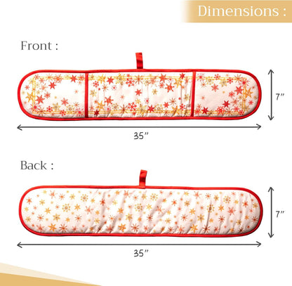 Maison d' Hermine Double Oven Mitts 100% Cotton 7"x35" Double Oven Mitt Heat Resistant BBQ Cooking Gloves with Loop, Baking, Grilling, Home, Kitchen, Handling Hot Pans (Crystal Star)