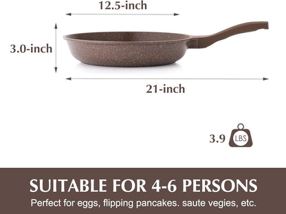 SENSARTE Nonstick Frying Pan Skillet, Omelette Pan, Healthy Stone Cookware Chef's Pan, PFOA Free, Toffee Brown (12.5 Inch)
