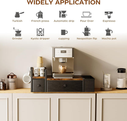 Homeiju Coffee Pod Drawers - K Cup Organizer, Nespresso Pods Holder with Mug Rack, Coffee Holder for Countertop, 52 Capacity Pods, Suitable for Kitchens, Offices and Coffee Bars（Patent Pending）