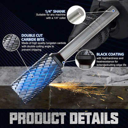 CATITO Cylinder End Cut Die Grinder Bit, Cut Carbide Rotary Burr for Steel, Wood and Metal Working, Engraving, polishing and Cleaning