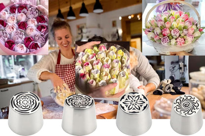 Extra Large Russian Piping Tips Cake Decorating Kit for Buttercream Roses 3D Floral Designs Baker Tools for Wedding Birthday Cakes Cupcakes Cookies
