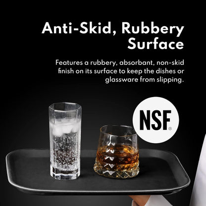 New Star Foodservice Restaurant Grade Non-Slip Tray, Plastic, Rubber Lined, Rectangular (Brown, 16-Inch x 22-Inch)