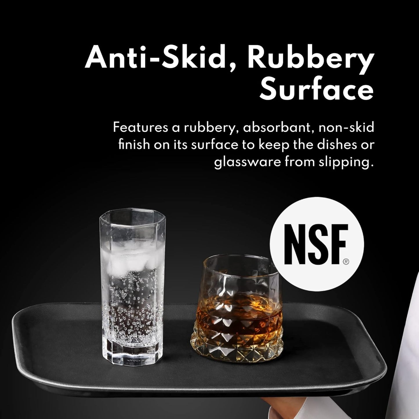 New Star Foodservice Restaurant Grade Non-Slip Tray, Plastic, Rubber Lined, Rectangular (Brown, 10-Inch x 14-Inch)