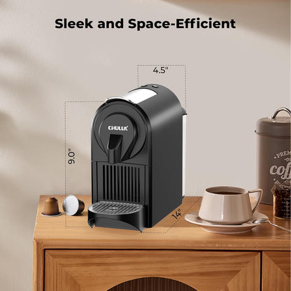 CHULUX Mini Espresso Machine, 20 Bar Single Cup Coffee Maker, Dual Brew Modes for Espresso and Lungo, 1400W Fast Brewing, Mystic Black (Upgrade Model)