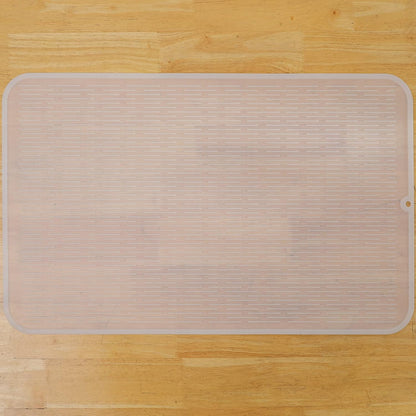 Silicone Dish Drying Mat for Multiple Usage,Easy clean,Eco-friendly,Heat-resistant Silicone Mat for Kitchen Counter or Sink,Refrigerator or Drawer Liner Translucent 3XL 28 inches x 18 inches