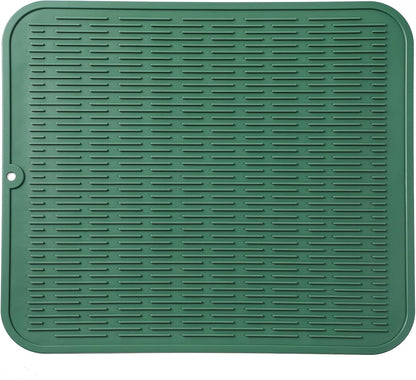 Silicone Dish Drying Mat for Multiple Usage,Easy clean,Eco-friendly,Heat-resistant Silicone Mat for Kitchen Counter or Sink,Refrigerator or Drawer Liner Green 2XL 24 inches x 18 inches