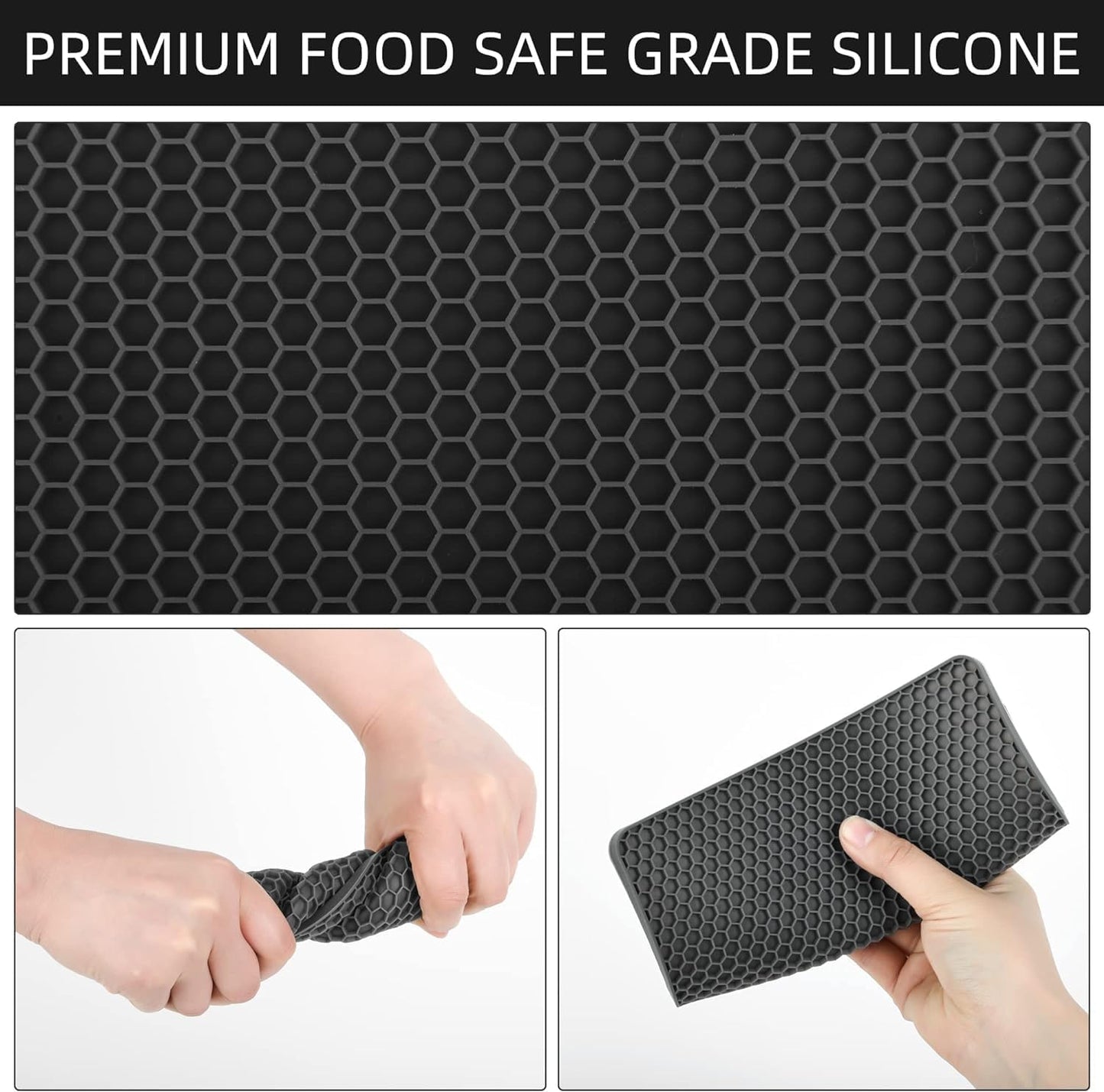 Silicone Trivets Mats, Silicone Hot Pads for Pot Holder, Square Trivets for Hot Dishes, Pots and Pans, Multi Purpose Hot Pads for Kitchen Counter, Non Slip Heat Resistant Mats Set 4 Teal