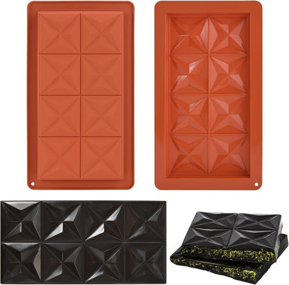 2 Pcs Chocolate Molds Silicone, Deep Chocolate Bar Mold, Non-Stick Food Grade Chocolate Mold for Dubai Chocolate Bar Pistachio, Candy and Chocolate Making - Four-Star Shape