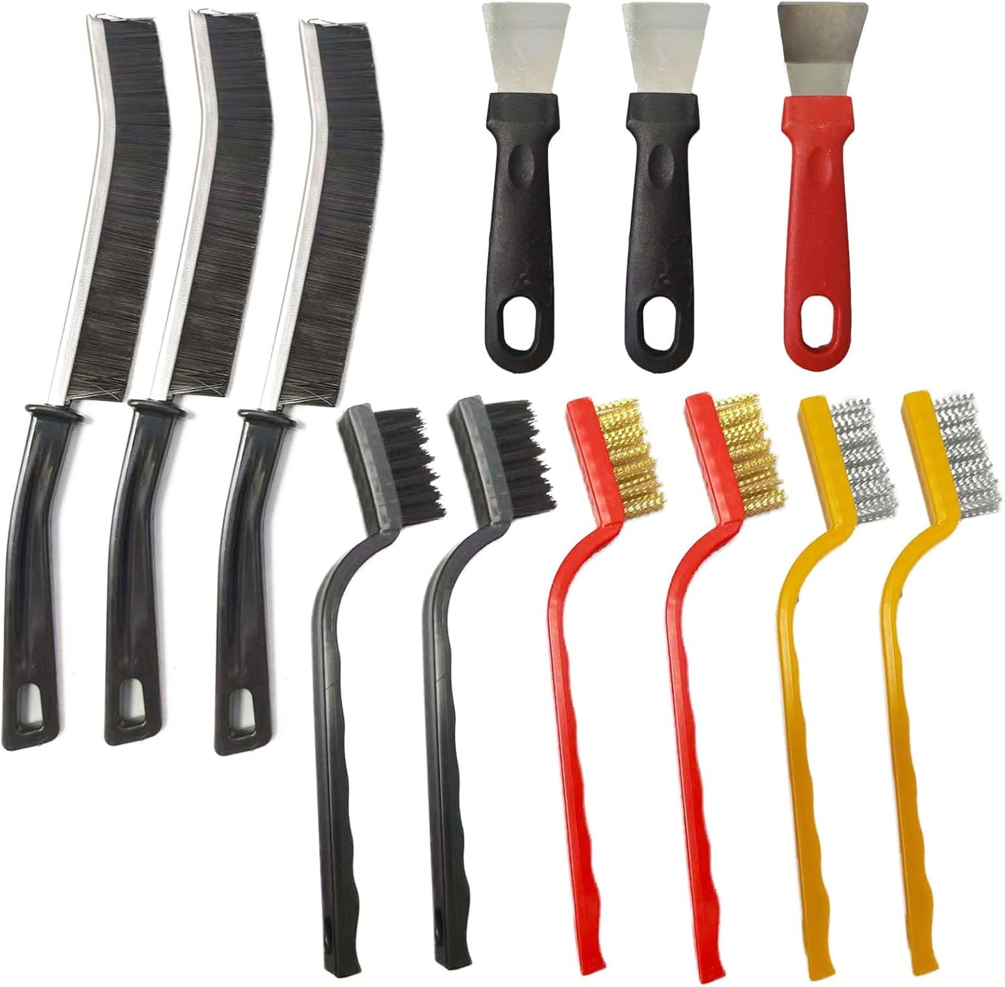 12PCS Brush Cleaning Set,3 Gap Brushes + 6 Metal Crevice Brushes +3 Scrapers–Cleaning Tools for Kitchen, Bathroom, Grill, Sink, Tile Gaps, Corner, Grout, Cup, Teapot, Bottle, Blender (Colorful)