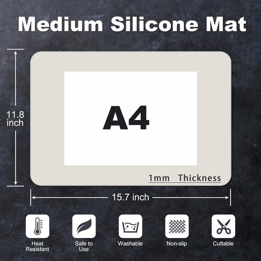 Silicone Mat for Kitchen Counter, Silicone Mat Trimable to Size (Light Grey, 15.7×11.8inch-4pcs), BPA-Free Silicone Placemat, Heat-Resistant NonSlip Table Mat for Air Fryer, Countertop Protector Mat