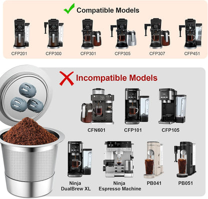 Stainless Steel Reusable K Cups Compatible with Ninja Coffee Maker,Upgrade2 Pack K Cups Reusable Coffee Pods,Permanent Coffee Filters Fit Ninja CFP201 CFP300 CFP301 CFP305 CFP307 CFP400 (2Pack)