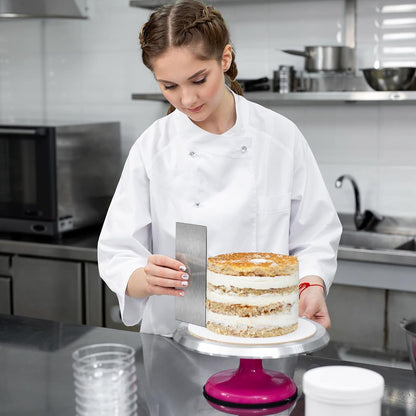 Yinkin 3 Pcs 12 Inch Cake Scraper Smoother Stainless Steel Cake Scraper Metal Large Double Sided Patterned Edge Decorating Comb Icing Smoother for Mousse Butter Cream Dessert Decoration